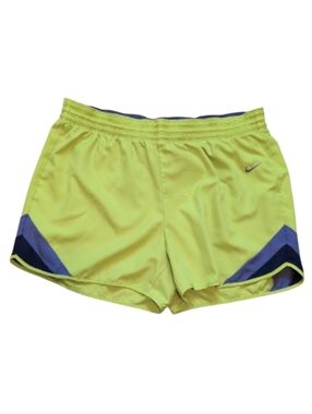 Nike Bright Lime Green Running Shorts with Purple Accents Size XL